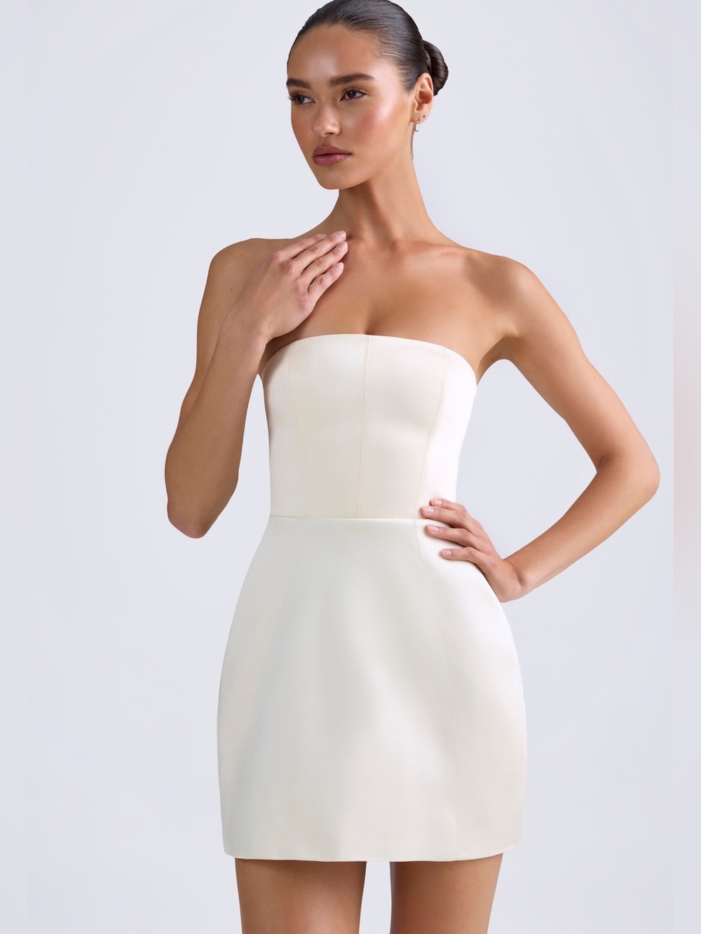 NWT Oh Polly Haisley Bandeau Structured Tulip Mini Dress in Ivory